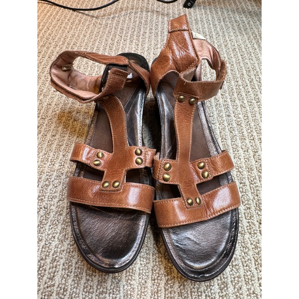 NAOT Women's Brown Leather Wedge Gladiator Sandals Size 39